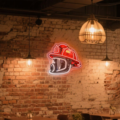 Firefighter Helmet Neon Sign – LED Wall Art for Home & Office, USB-Powered Gift for Firefighters