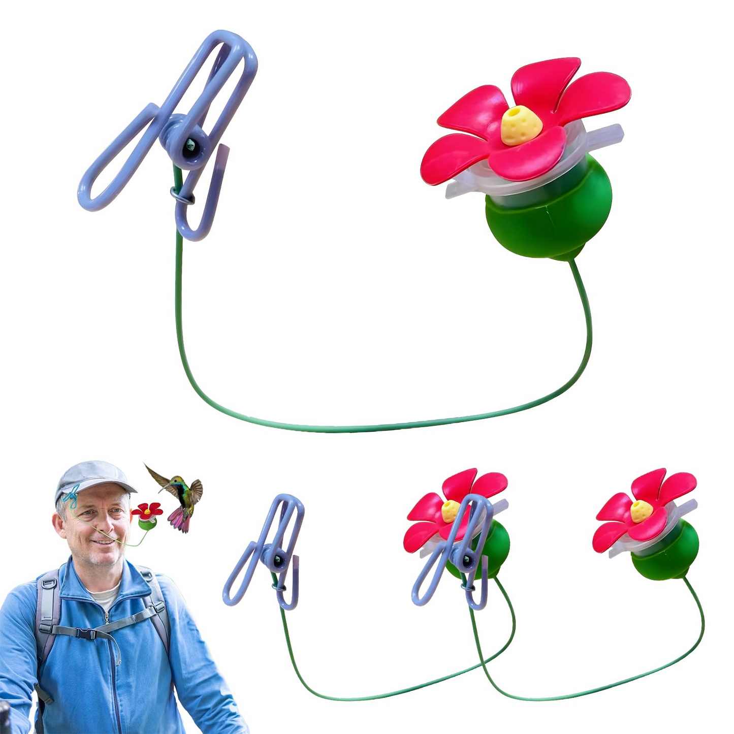 Hummy Wand Hat Clip Hummingbird Feeder –Unique Mini Hat Clip Hummingbird Feeder for Outdoors, Intimate Contact with Hummingbirds, Perfect Gift for Bird Lovers