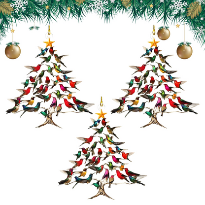 Vibrant Hummingbird Christmas Ornament – Handcrafted Stacked Bird Decor for Tree, Home, or Garden | Perfect Gift for Nature Lovers & Bird Enthusiasts