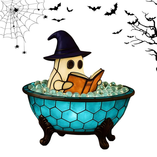 Ghost Reader LED Night Light - Cute Halloween Book Lamp for Cozy Reading & Spooky Decor