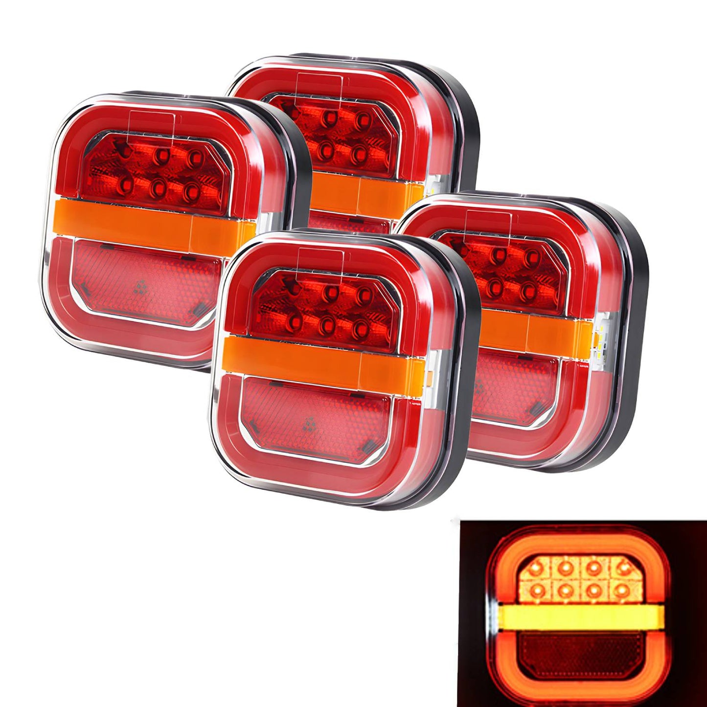 Wireless Magnetic Trailer Lights - Brake/Turn/Stop Signals, IP65 Waterproof, 12V Rechargeable for Trucks/RVs/Boats