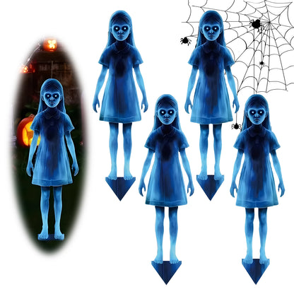 Spooky Twin Girls Halloween Yard Stakes – 16" Horror Zombie Decor for Outdoor Haunted Gardens, Trick-or-Treat Displays & Cemetery-Themed Parties – Rust-Proof Iron Lawn Signs