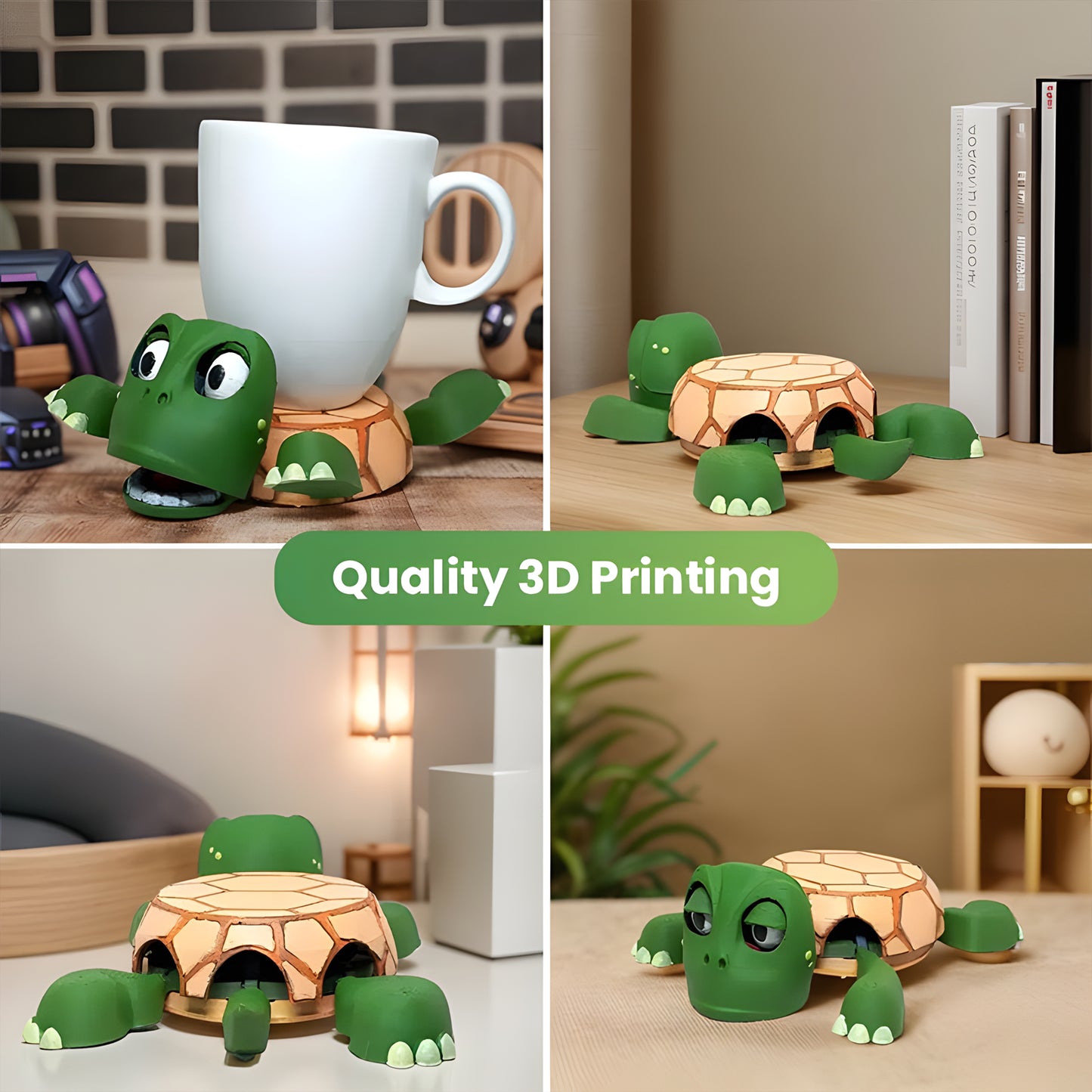 3D Printed Turtle Coaster - Fun, Interactive Cup Holder with Eco-Friendly Design | Ideal Gift for Humor & Nature Lovers