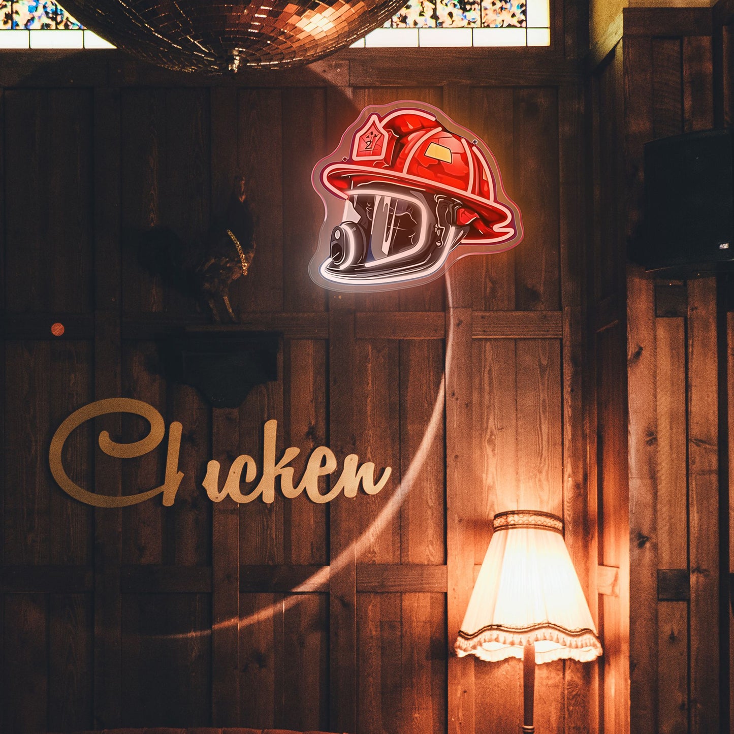 Firefighter Helmet Neon Sign – LED Wall Art for Home & Office, USB-Powered Gift for Firefighters
