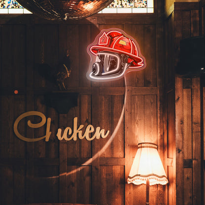 Firefighter Helmet Neon Sign – LED Wall Art for Home & Office, USB-Powered Gift for Firefighters