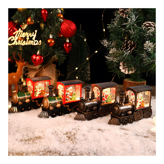 Magical Santa's Musical Water Lantern Train with Swirling Glitter – USB & Battery Operated Christmas Lighted Decor