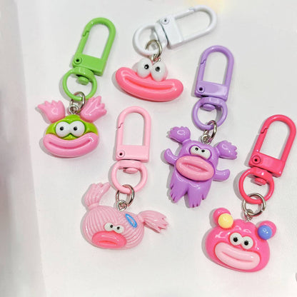 5 Pcs Various Cute And Quirky Keychain Charms, Cute Sausage Mouth Keychain, Backpack Rebellion!  Sausage Mouth Monster Plush Pendant