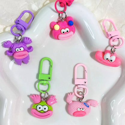 5 Pcs Various Cute And Quirky Keychain Charms, Cute Sausage Mouth Keychain, Backpack Rebellion!  Sausage Mouth Monster Plush Pendant
