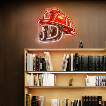 Firefighter Helmet Neon Sign – LED Wall Art for Home & Office, USB-Powered Gift for Firefighters