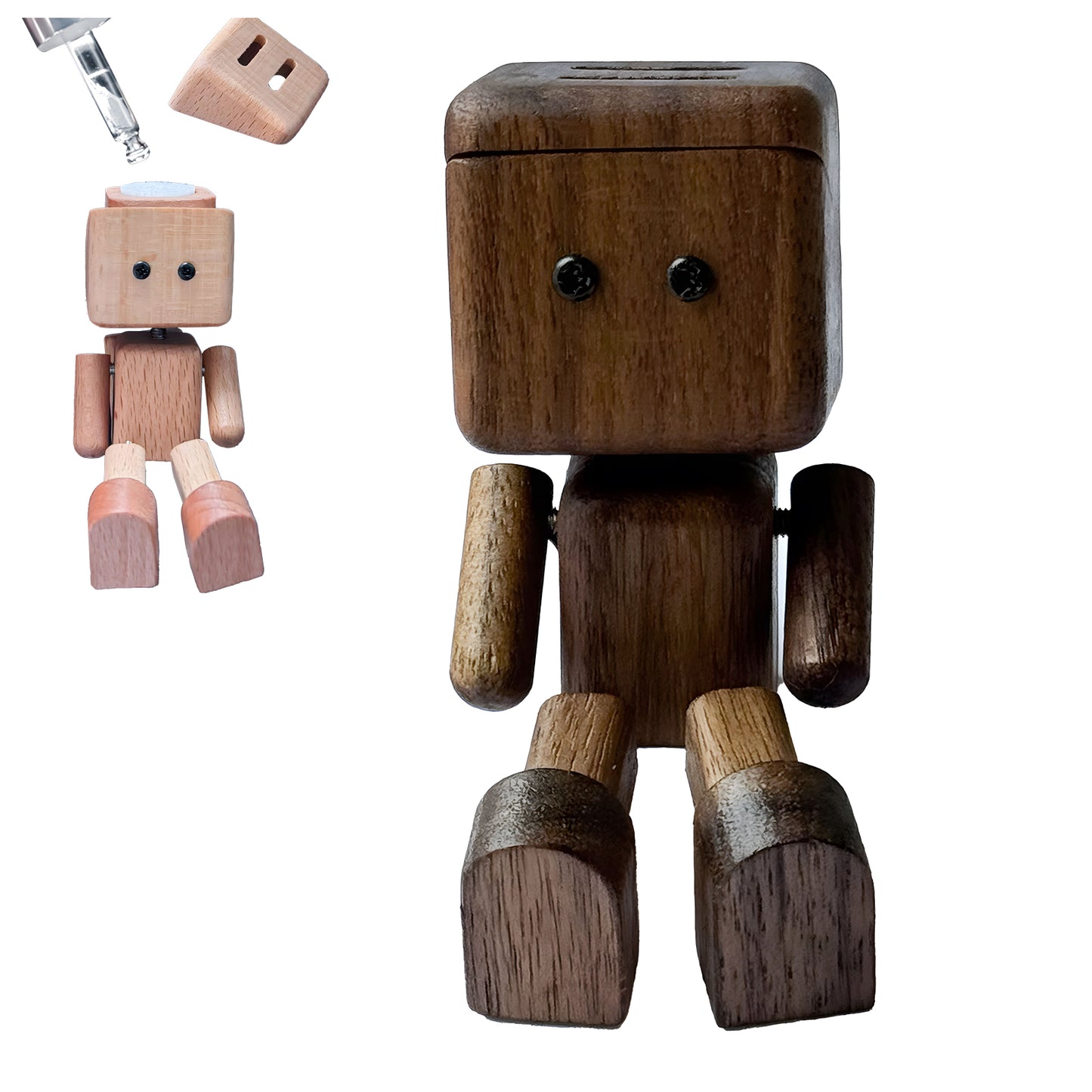 Handmade Shaking Wooden Man Figurine - Quirky Motion-Activated Dashboard & Desk Decor, Fun Wooden Doll for Car & Office, Unique Eco-Friendly Gift