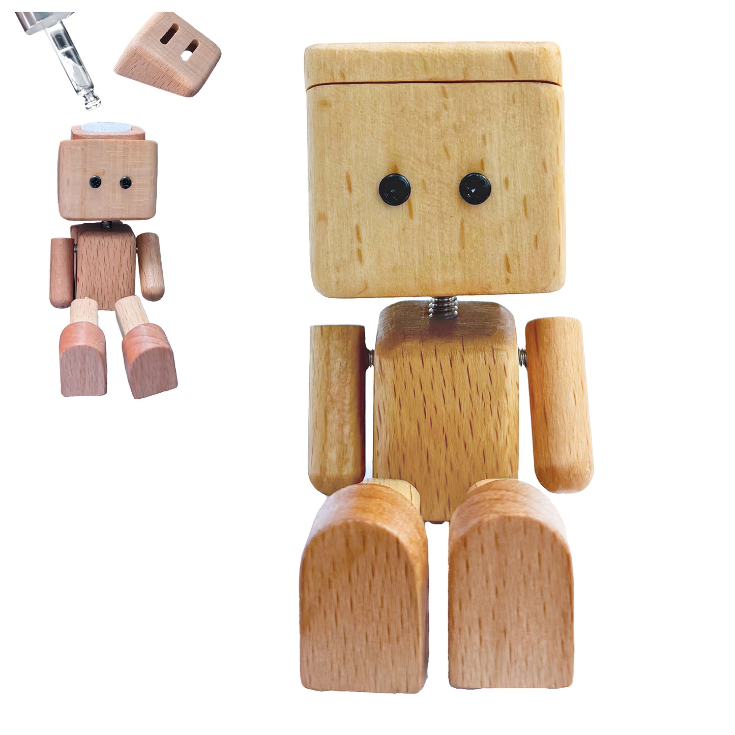 Handmade Shaking Wooden Man Figurine - Quirky Motion-Activated Dashboard & Desk Decor, Fun Wooden Doll for Car & Office, Unique Eco-Friendly Gift