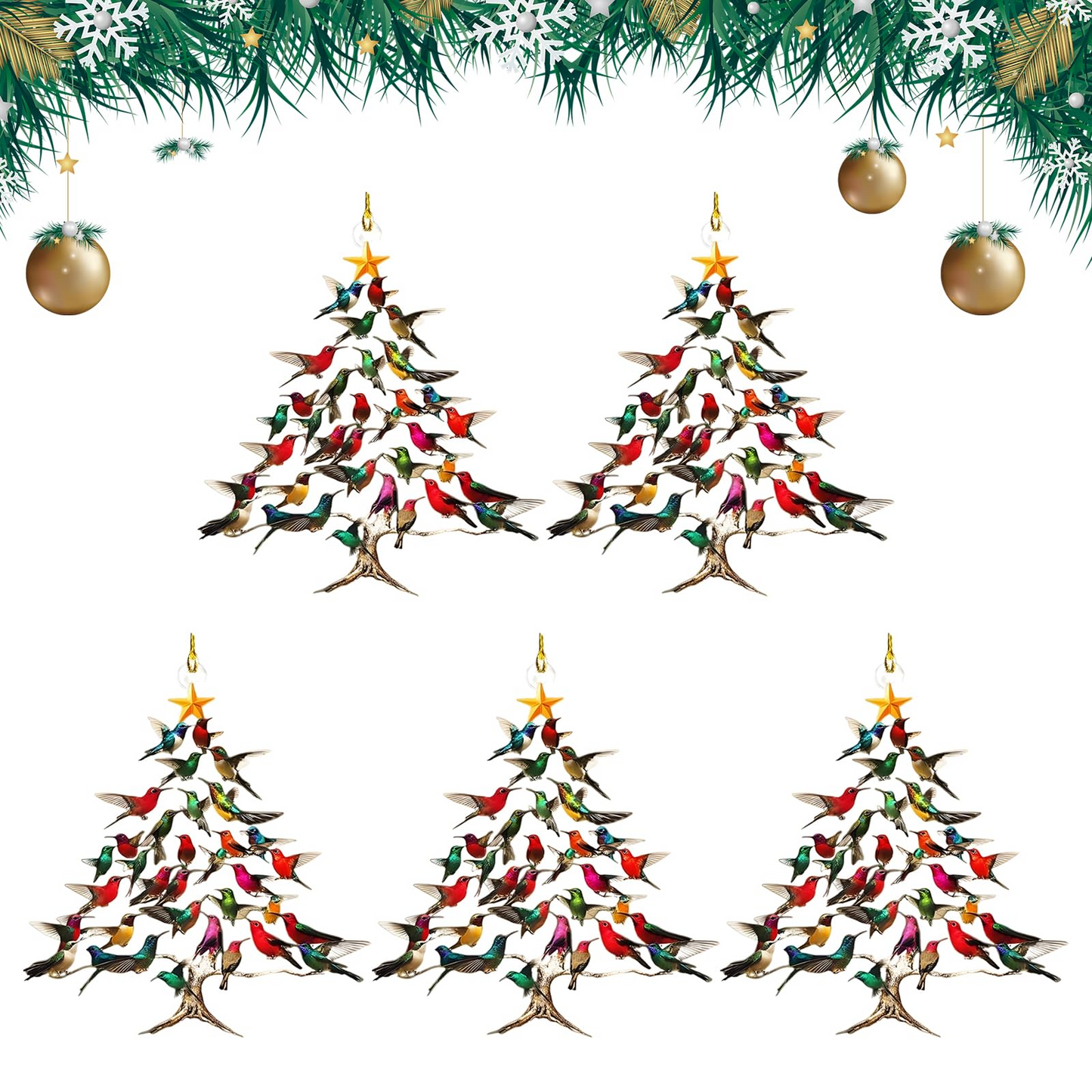 Vibrant Hummingbird Christmas Ornament – Handcrafted Stacked Bird Decor for Tree, Home, or Garden | Perfect Gift for Nature Lovers & Bird Enthusiasts