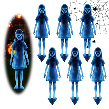 Spooky Twin Girls Halloween Yard Stakes – 16" Horror Zombie Decor for Outdoor Haunted Gardens, Trick-or-Treat Displays & Cemetery-Themed Parties – Rust-Proof Iron Lawn Signs