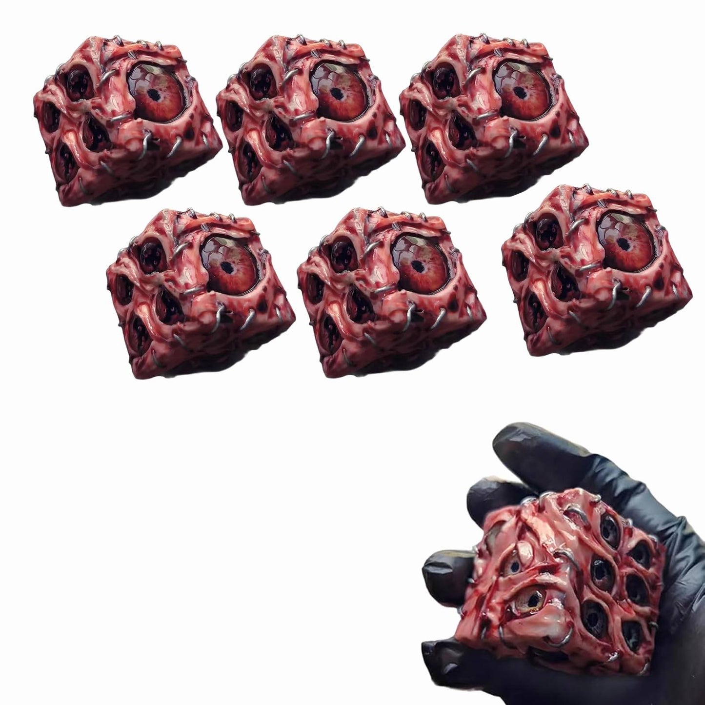Handmade Eye of Fate Dice – Realistic Eyeball D&D Dice Set, Gothic RPG Dice for Dungeons & Dragons, Call of Cthulhu, Halloween & Dark Aesthetic Tabletop Gaming Collectors