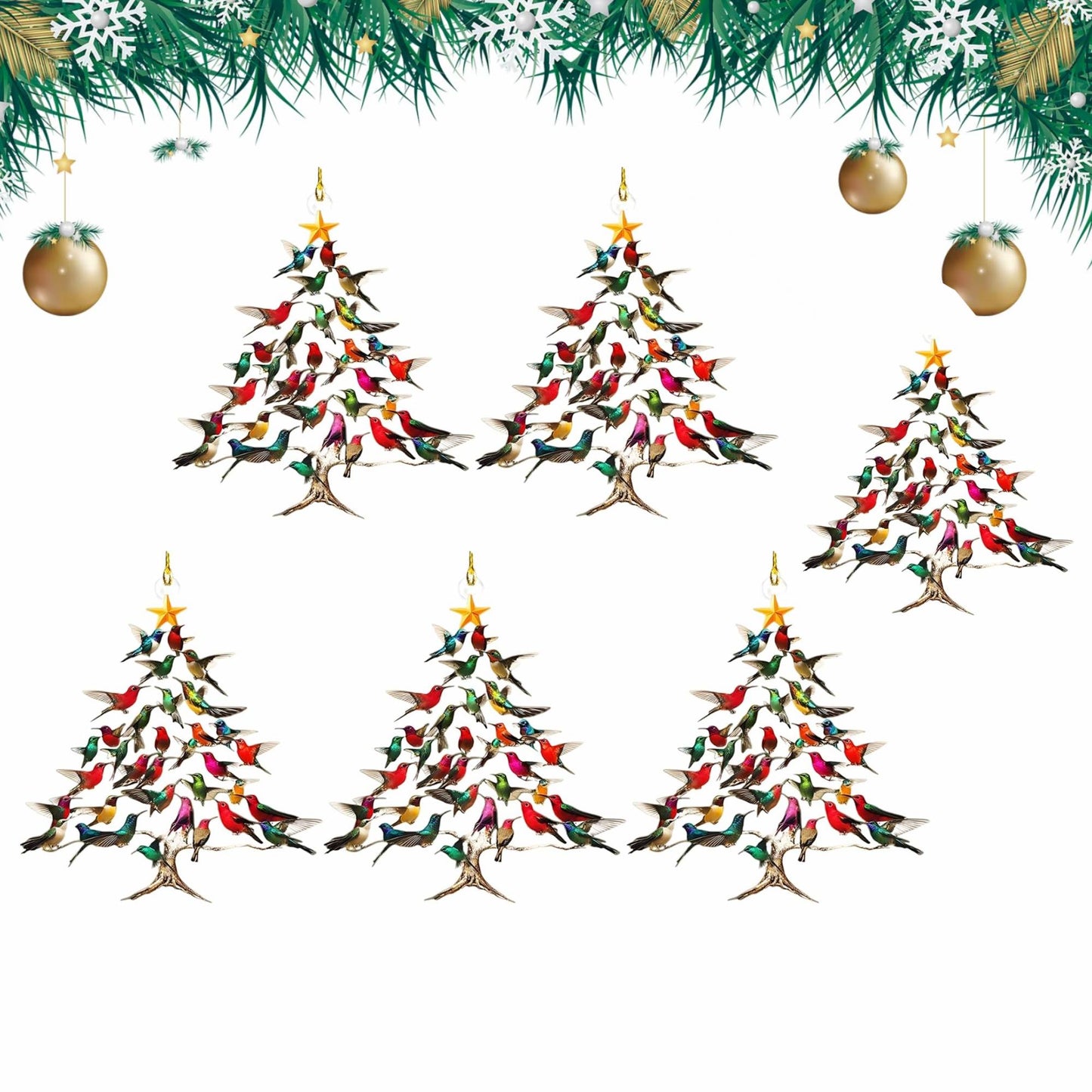 Vibrant Hummingbird Christmas Ornament – Handcrafted Stacked Bird Decor for Tree, Home, or Garden | Perfect Gift for Nature Lovers & Bird Enthusiasts