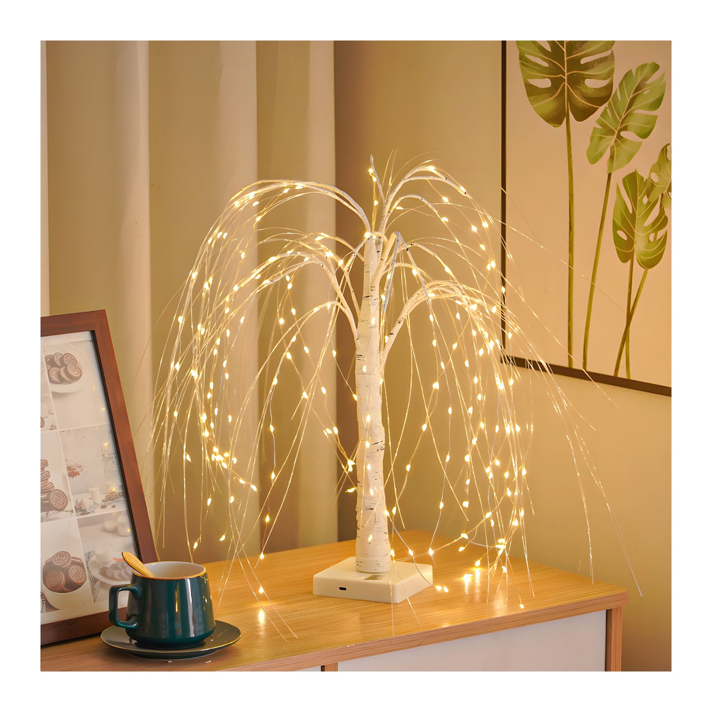 Lighted Willow Tree for Halloween, LED Weeping Willow Light with Warm White Fairy Lights for Twig Wedding Festival Home Garden Party, Outdoor Indoor Home Decor