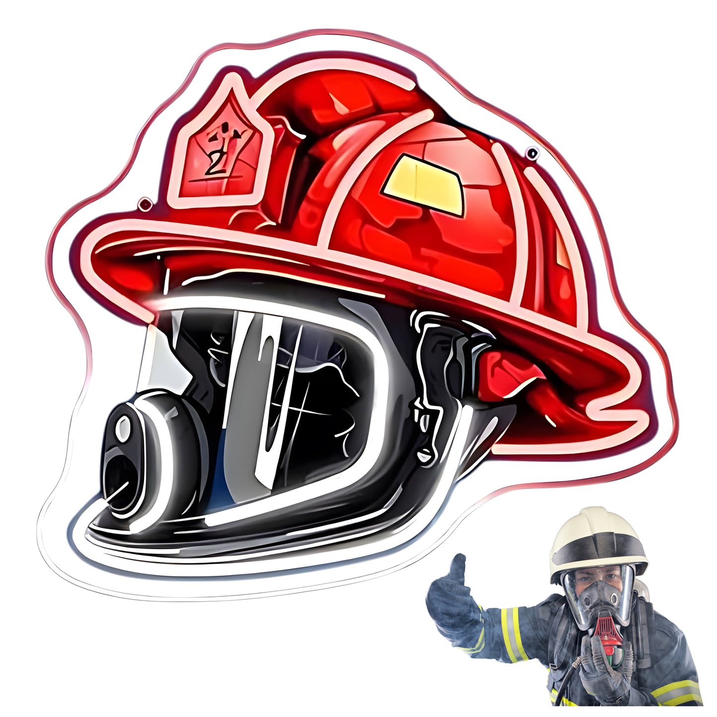 Firefighter Helmet Neon Sign – LED Wall Art for Home & Office, USB-Powered Gift for Firefighters