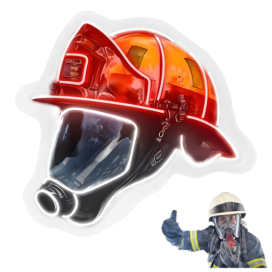 Firefighter Helmet Neon Sign – LED Wall Art for Home & Office, USB-Powered Gift for Firefighters