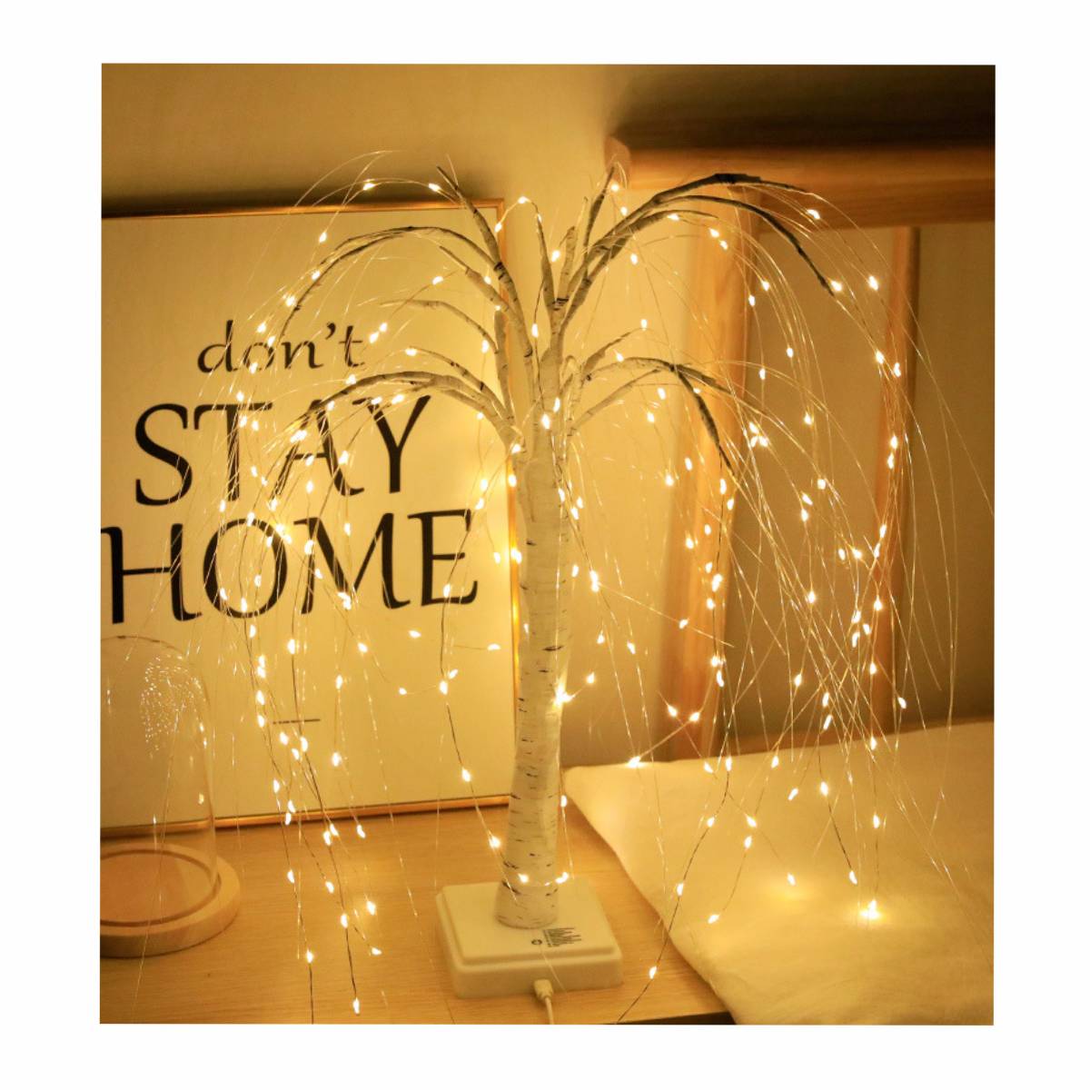 Lighted Willow Tree for Halloween, LED Weeping Willow Light with Warm White Fairy Lights for Twig Wedding Festival Home Garden Party, Outdoor Indoor Home Decor