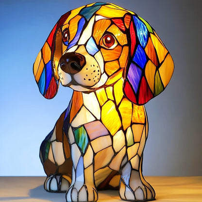 3D Dog Stained Resin Table Lamp - Cute Pet Themed LED Night Light for Home Decor, Unique Gift for Dog Lovers, Birthday & Holiday Present