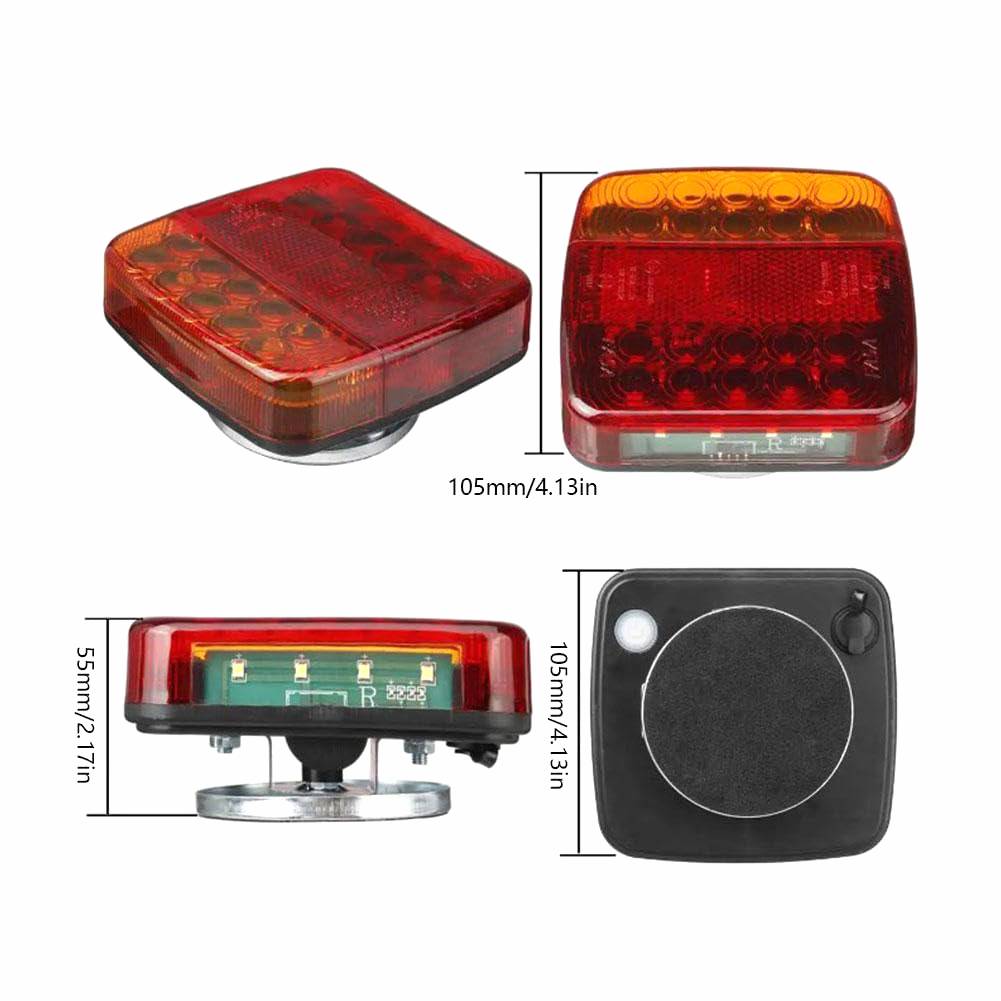 Wireless Magnetic Trailer Lights - Brake/Turn/Stop Signals, IP65 Waterproof, 12V Rechargeable for Trucks/RVs/Boats