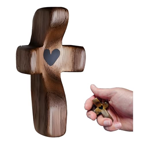 Spiritual Comfort Cross - Handcrafted Solid Black Walnut Pocket Cross for Prayer & Anxiety Relief