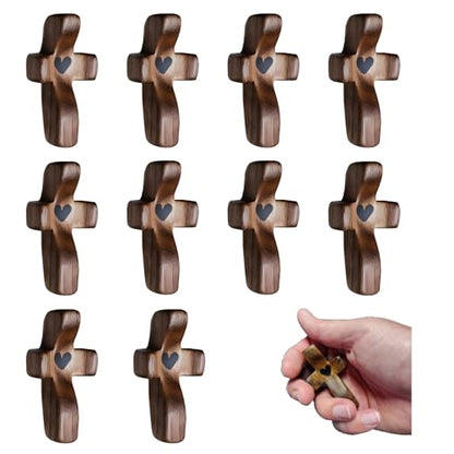 Spiritual Comfort Cross - Handcrafted Solid Black Walnut Pocket Cross for Prayer & Anxiety Relief