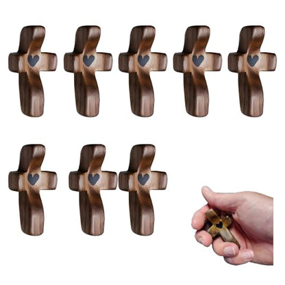 Spiritual Comfort Cross - Handcrafted Solid Black Walnut Pocket Cross for Prayer & Anxiety Relief