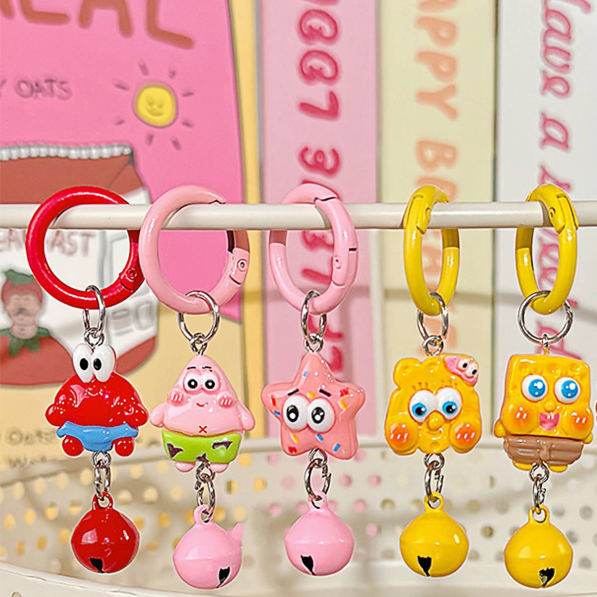 5 Pcs Various Cute And Quirky Keychain Charms, Cute Sausage Mouth Keychain, Backpack Rebellion!  Sausage Mouth Monster Plush Pendant