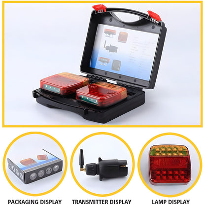Wireless Magnetic Trailer Lights - Brake/Turn/Stop Signals, IP65 Waterproof, 12V Rechargeable for Trucks/RVs/Boats