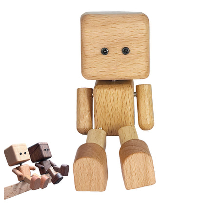 Handmade Shaking Wooden Man Figurine - Quirky Motion-Activated Dashboard & Desk Decor, Fun Wooden Doll for Car & Office, Unique Eco-Friendly Gift