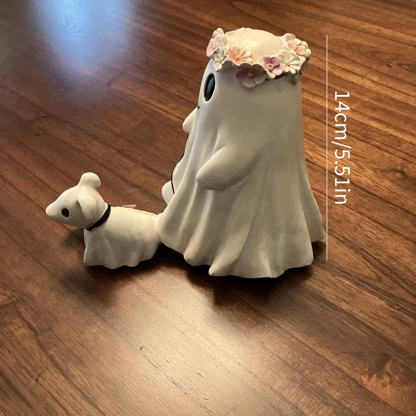 Ghost Walking Dog Statue - Handmade Halloween Decor, Cute & Creepy Pet Figurine for Home, Garden, Party & Gift
