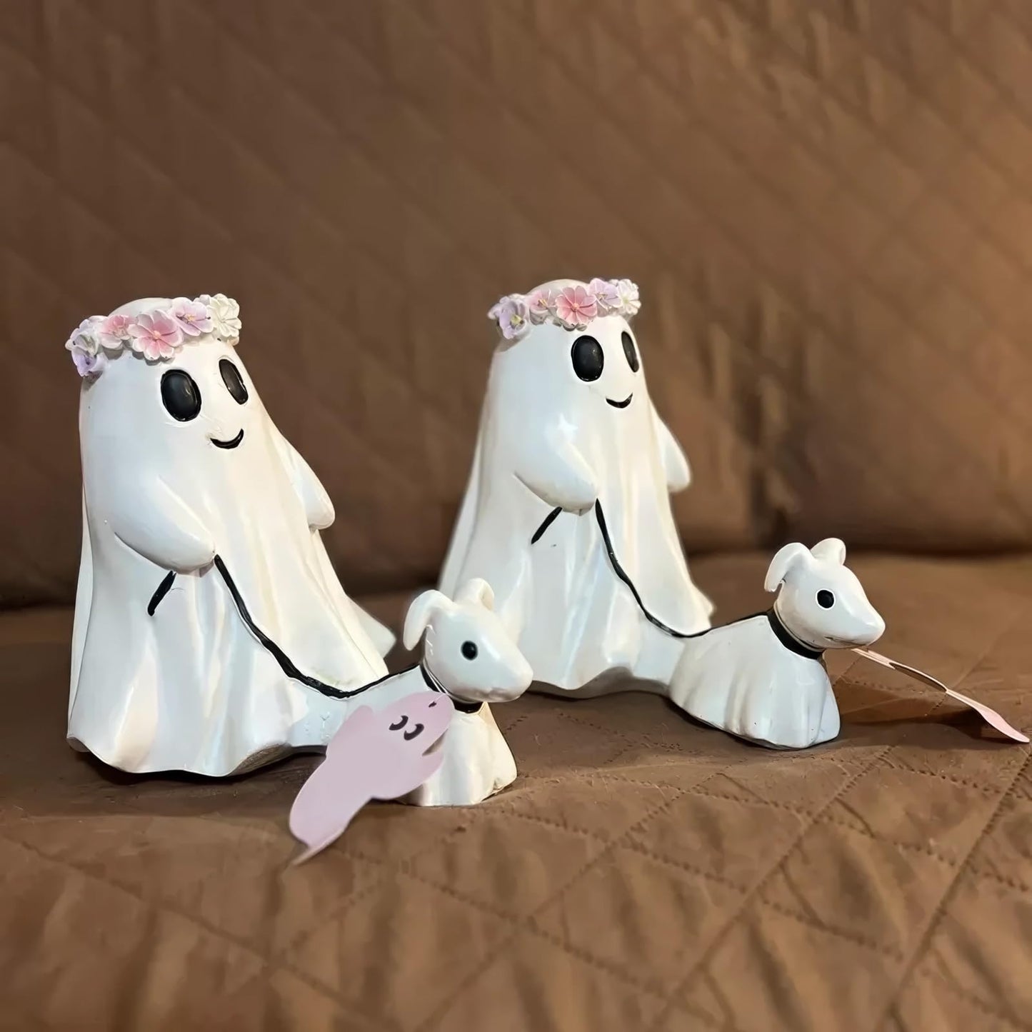 Ghost Walking Dog Statue - Handmade Halloween Decor, Cute & Creepy Pet Figurine for Home, Garden, Party & Gift