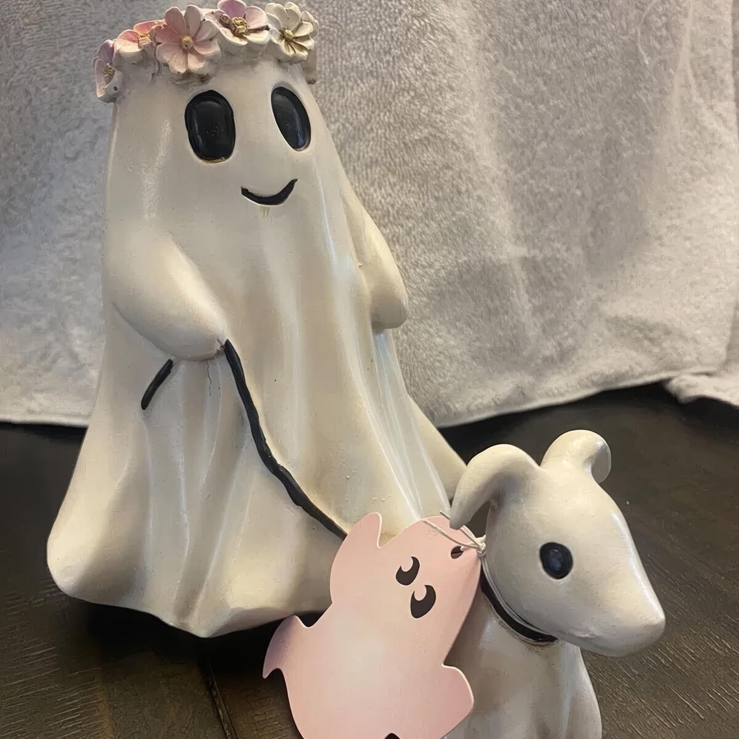 Ghost Walking Dog Statue - Handmade Halloween Decor, Cute & Creepy Pet Figurine for Home, Garden, Party & Gift