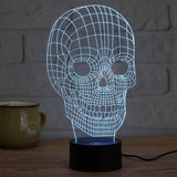 Scary Skull 3D Illusion Lamp Led Night Light with 7 Colors Flashing