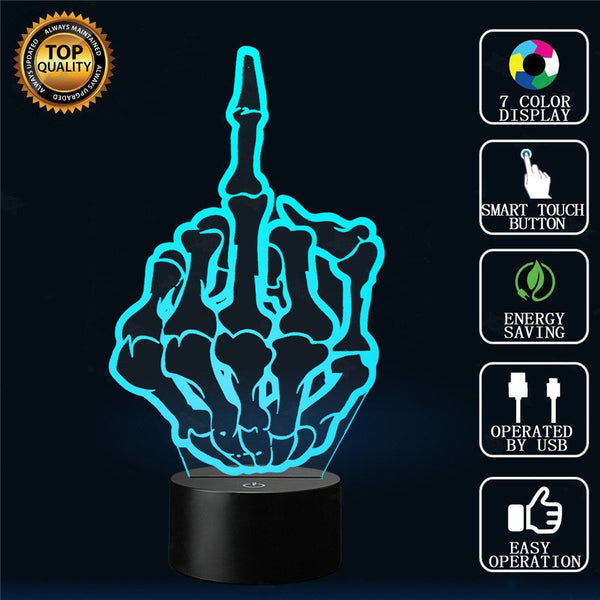 Middle Finger 3D Illusion Lamp Led Night Light