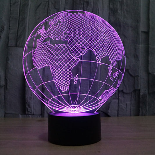 Europe Globe 3D Illusion Lamp Led Night Light with 7 Colors Flashing
