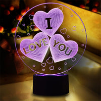 Romantic I Love You 3D Illusion Lamp Led Night Light