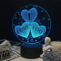 Romantic I Love You 3D Illusion Lamp Led Night Light