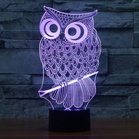 3D Illusion Lamp Owl Led Night Light