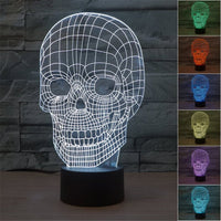 Scary Skull 3D Illusion Lamp Led Night Light with 7 Colors Flashing