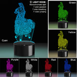 3D Illusion Lamp Alpaca LED Night Light with Bluetooth Speaker