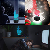 3D Illusion Lamp Alpaca LED Night Light with Bluetooth Speaker