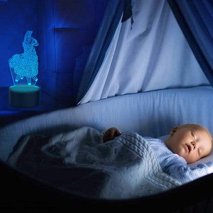 3D Illusion Lamp Alpaca LED Night Light with Bluetooth Speaker