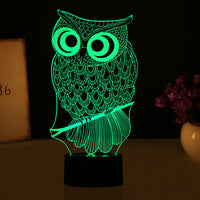 3D Illusion Lamp Owl Led Night Light