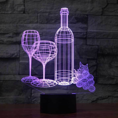 Wine Cup Bottle 3D Table Lamp Led 7 Colorful Acrylic Night Light