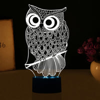 3D Illusion Lamp Owl Led Night Light