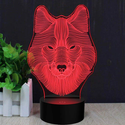 3D Illusion Lamp Wolf Led Night Light