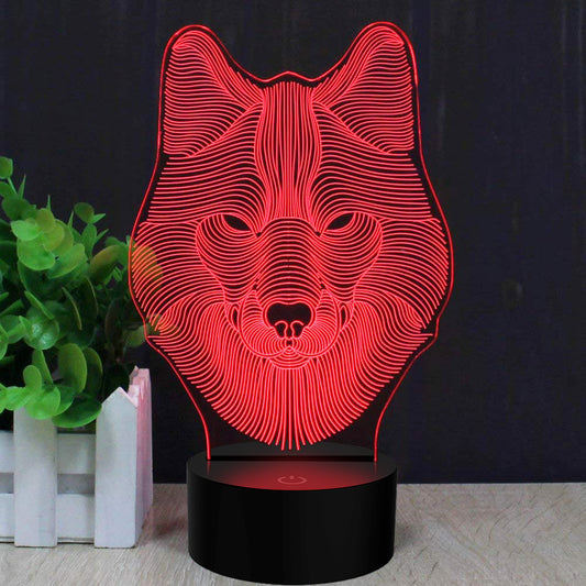 3D Illusion Lamp Wolf Led Night Light