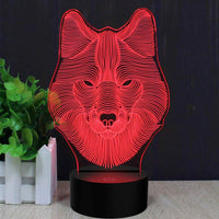 3D Illusion Lamp Wolf Led Night Light